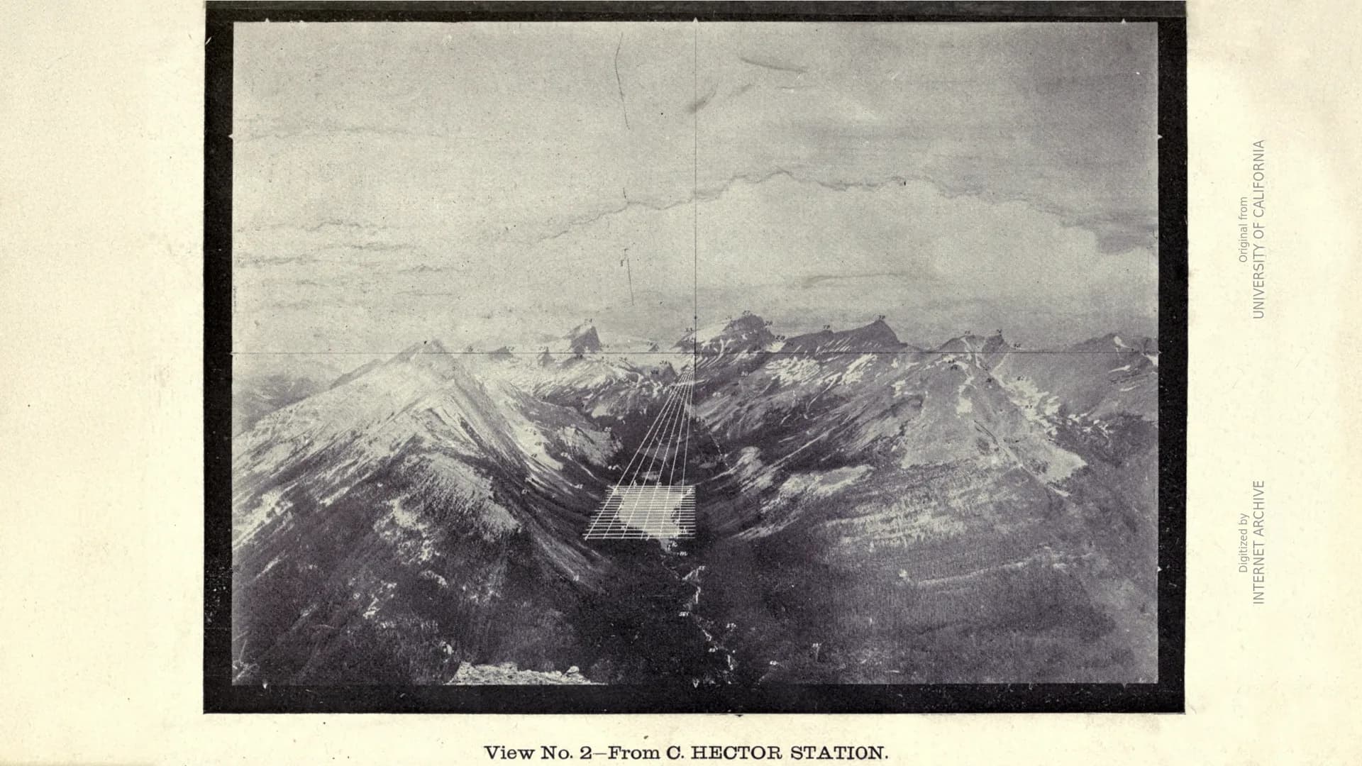 Arpentage en haute montagne, illustration extraite de l'ouvrage « Photographic Surveying », Édouard Deville, 1895