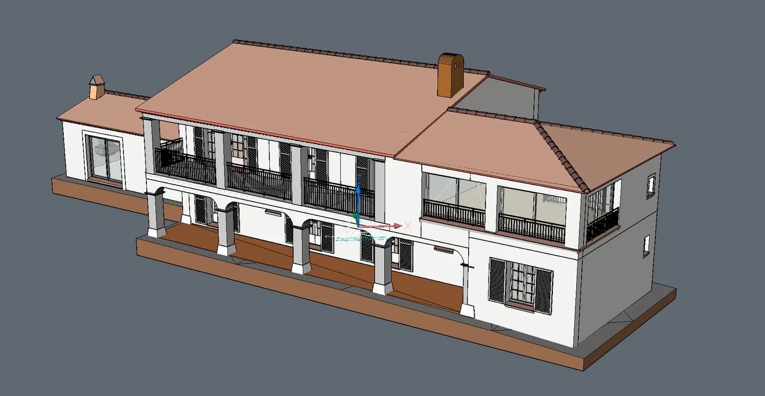 Maquette BIM IFC d'une bâtisse ancienne modélisée depuis un scan 3D