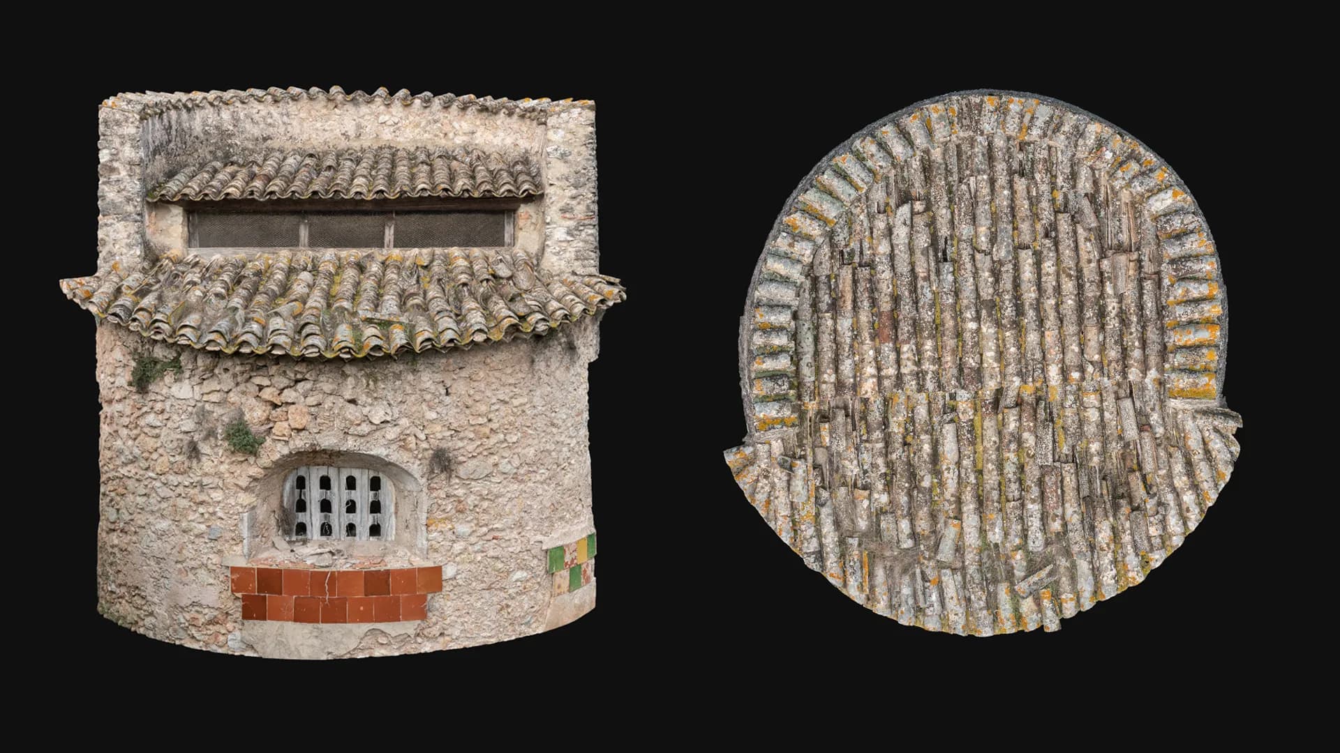 Modèle 3D en mesh texturé d'un pigeonnier classé