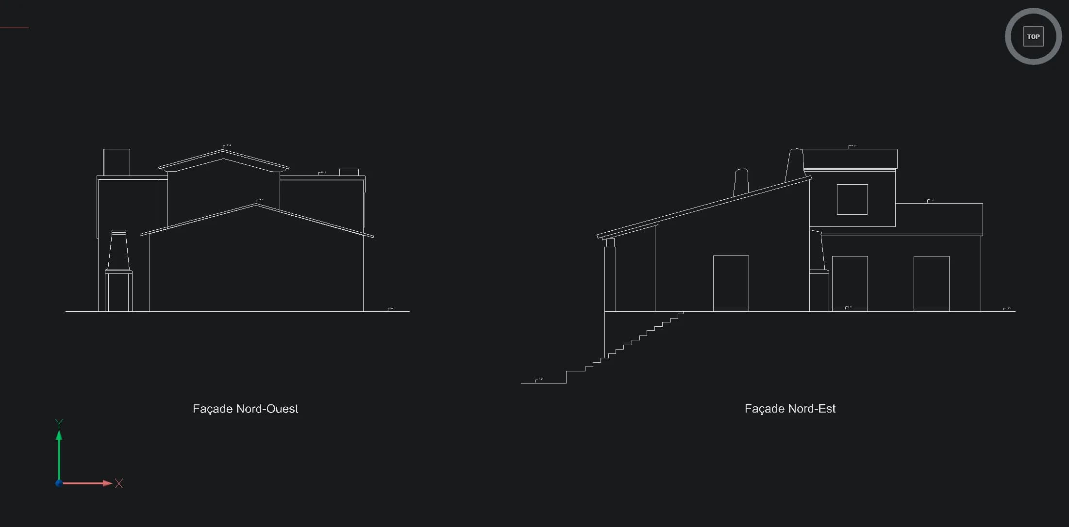 Élévation de façade — dessin d'après nuage de points