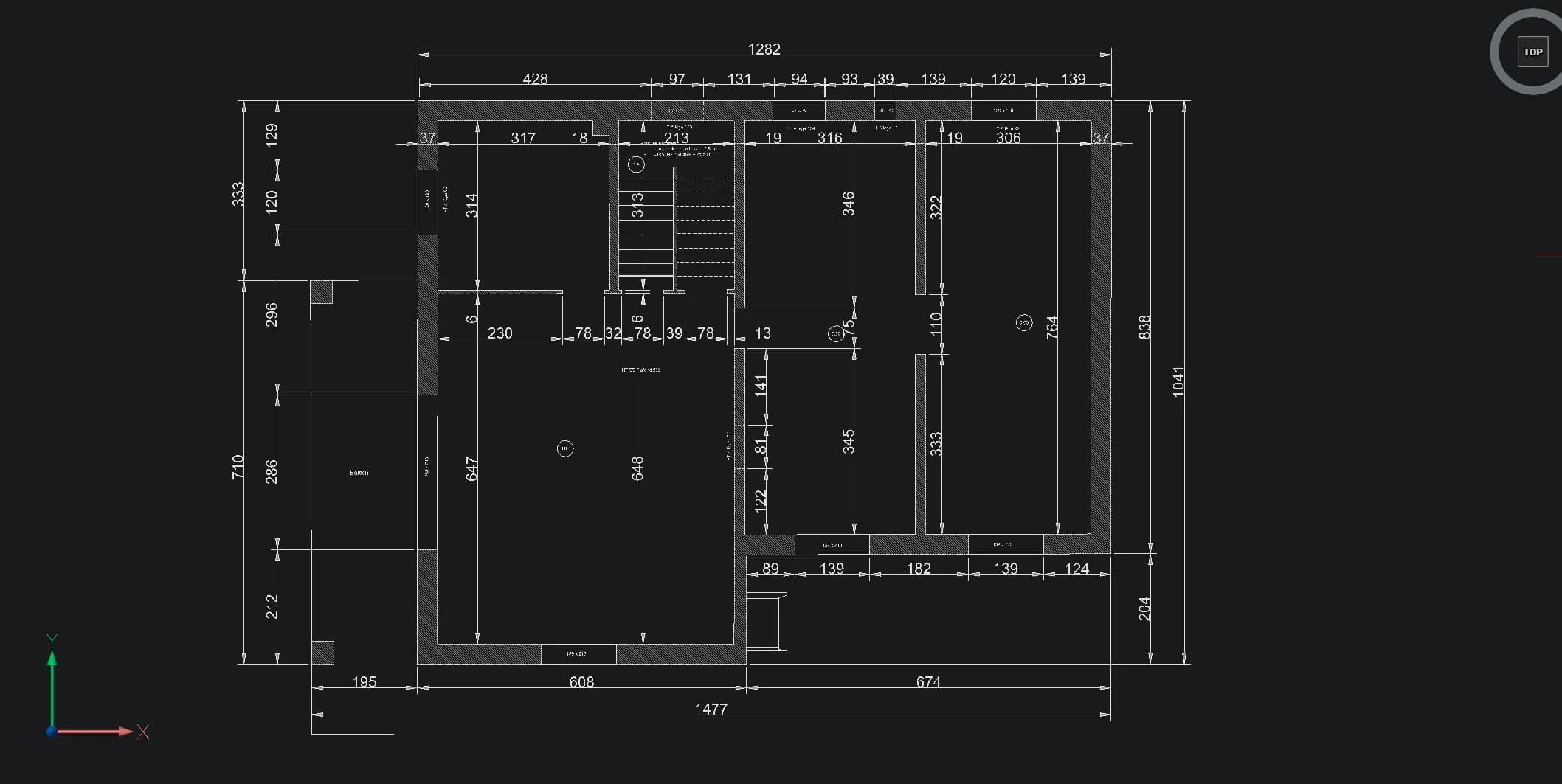 Plan de niveau coté — dessin d'après nuage de points