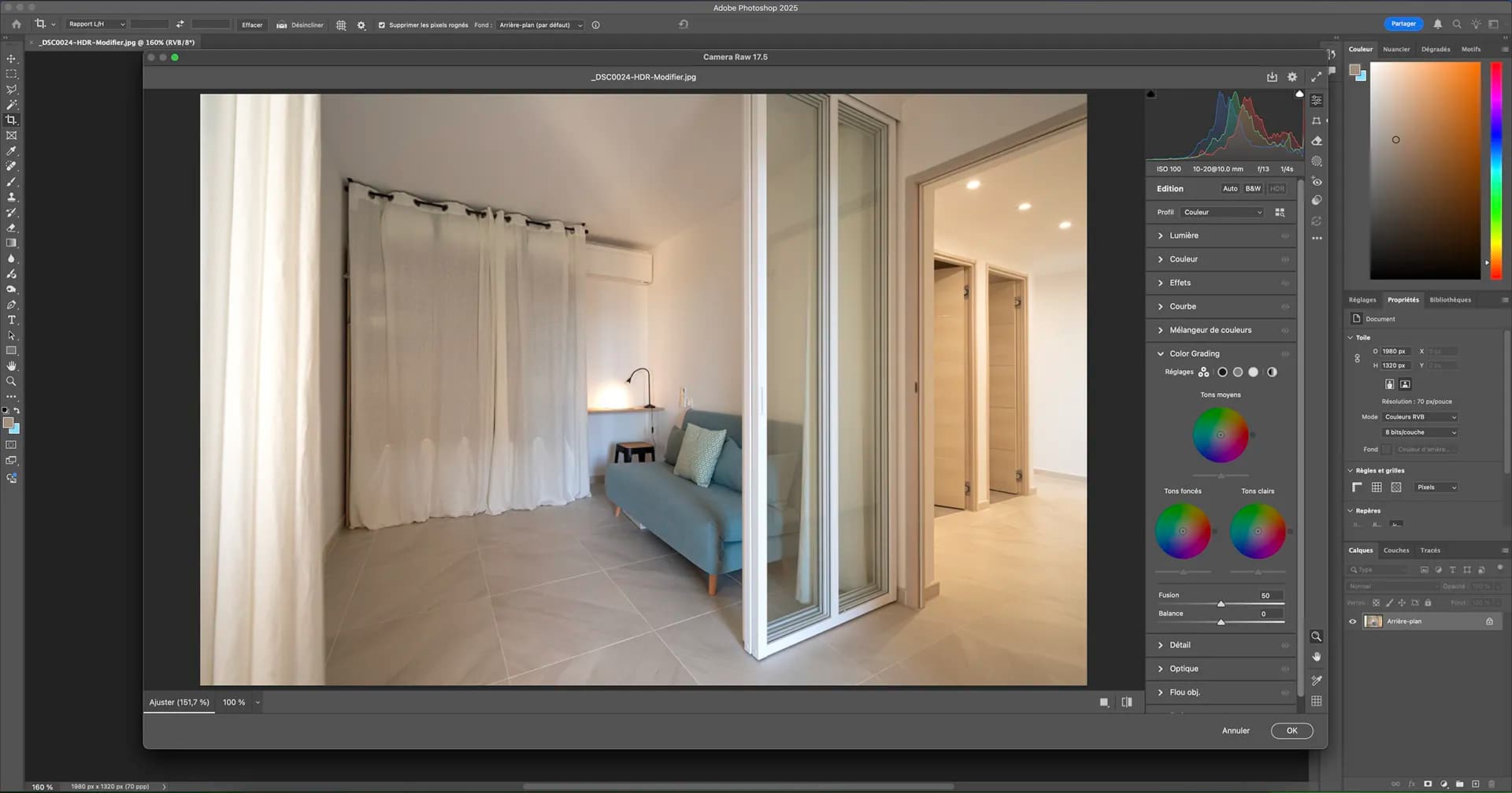 Retouche d'une photographie d'immobilier