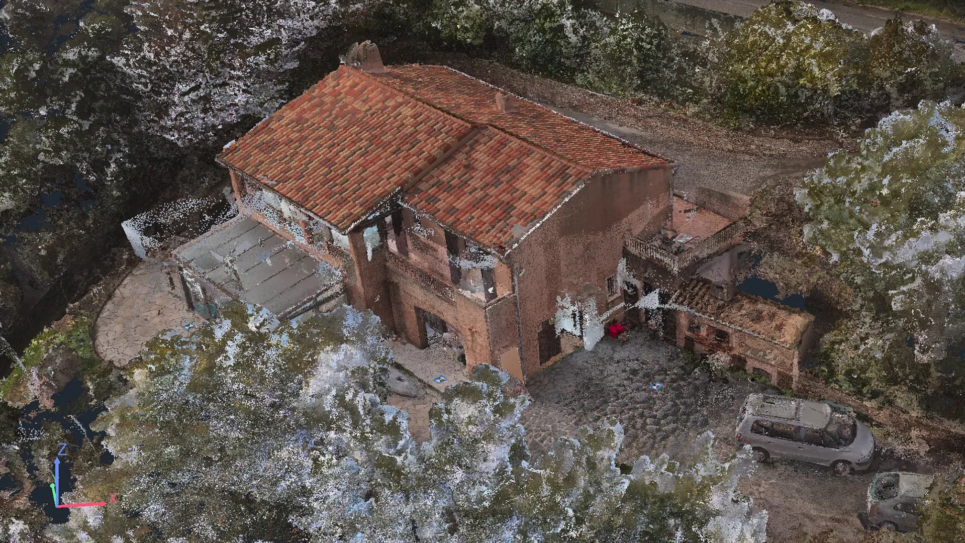 Nuage de points brut issu d'un relevé 3D d'une villa