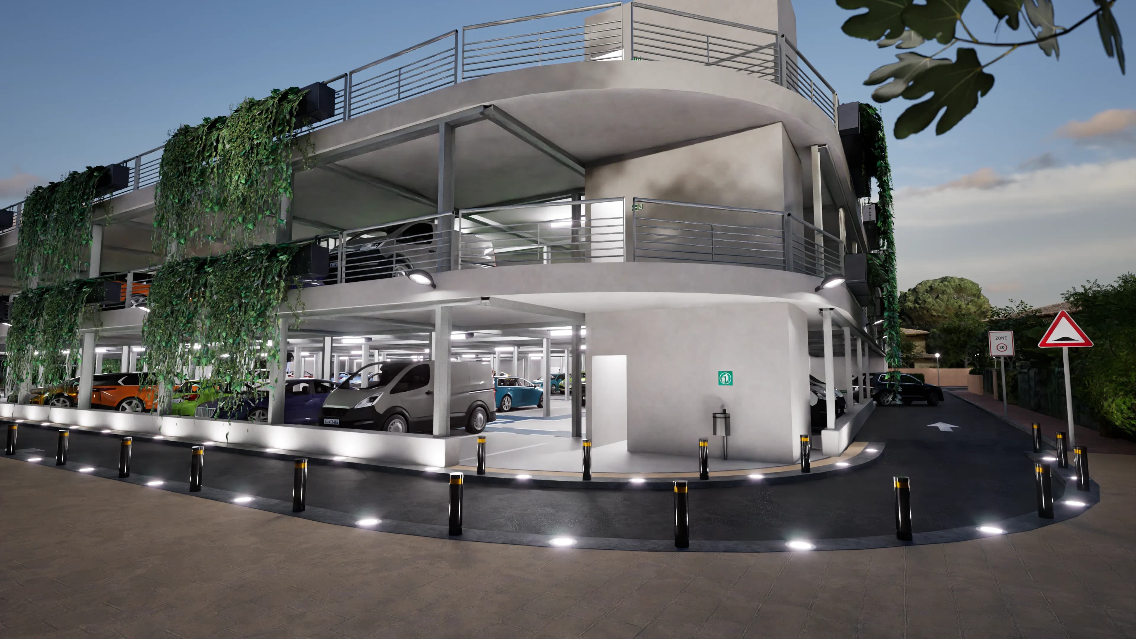 Parking Mendes — angle piétons